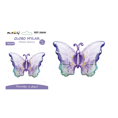 Globo metálico mariposa morado degradada 79*52.5cm