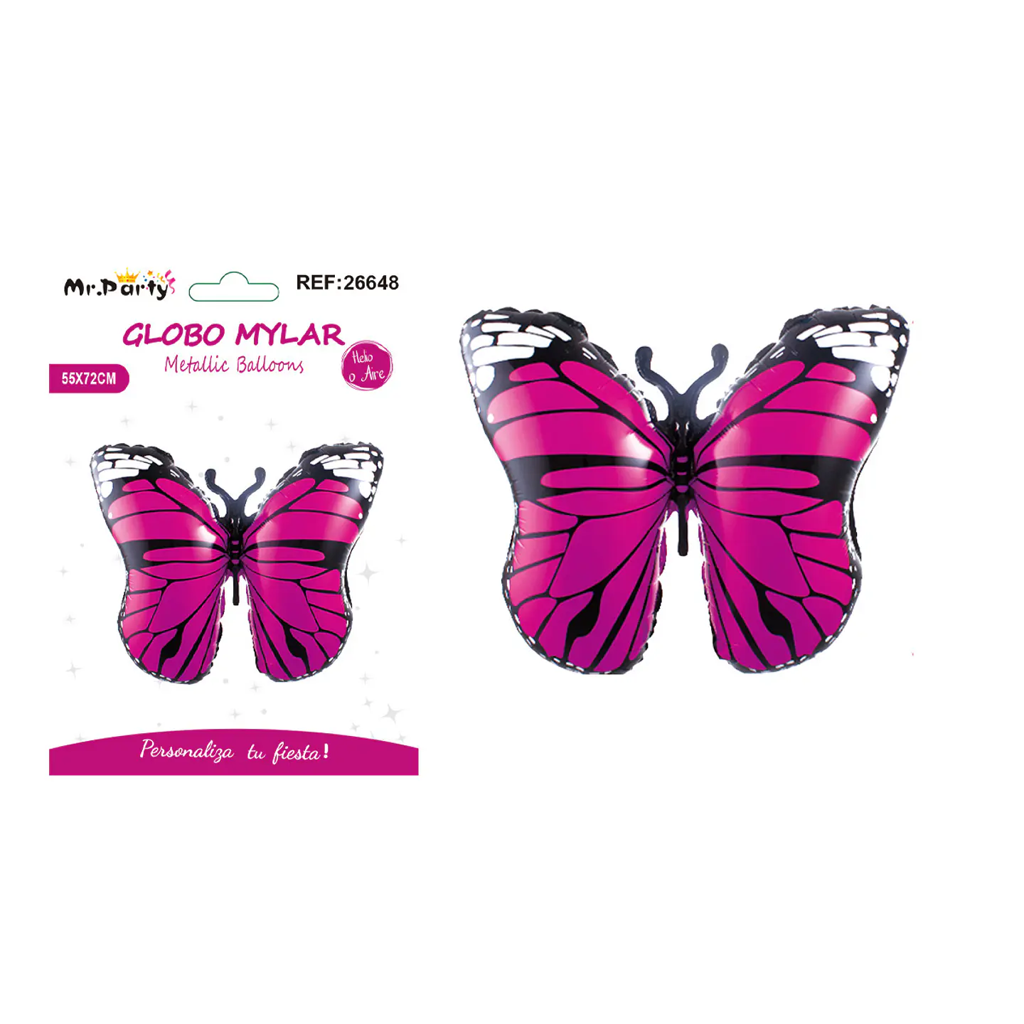 Globo metálico mariposa fucsia 55*72cm 1