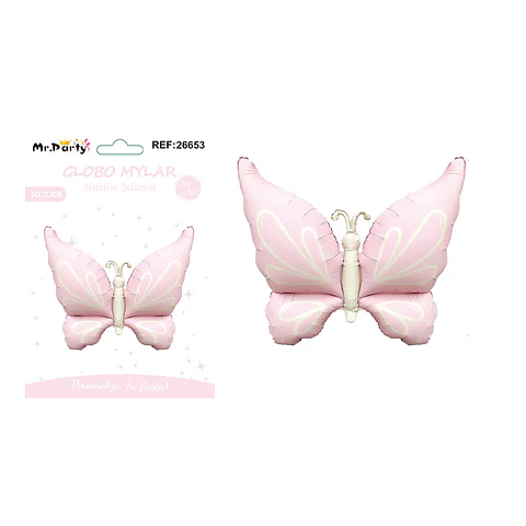 Globo metálico mariposa rosa estilo INS 94*73.5cm