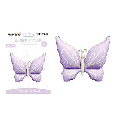 Globo metálico mariposa lila estilo INS 94*73.5cm