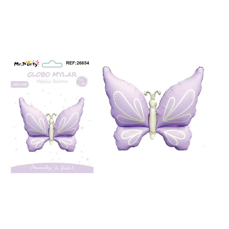 Globo metálico mariposa lila estilo INS 94*73.5cm 1