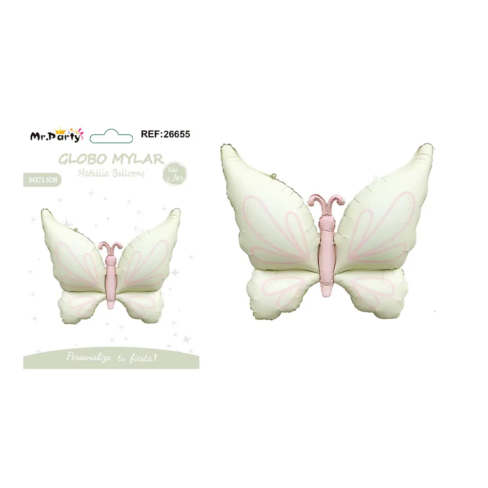 Globo metálico mariposa beige estilo INS 94*73.5cm