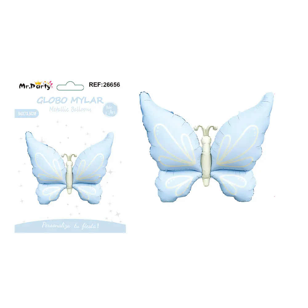 Globo metálico mariposa celeste estilo INS 94*73.5cm