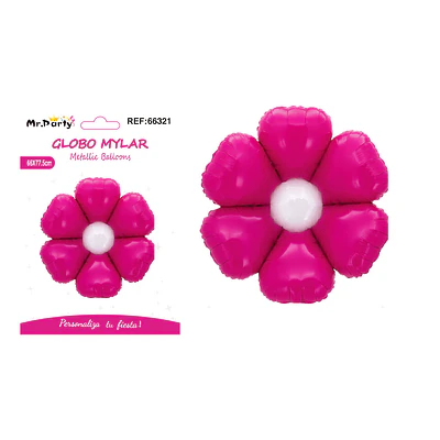 Globo metálico margarita mediano macaron fucsia 66*77.5cm