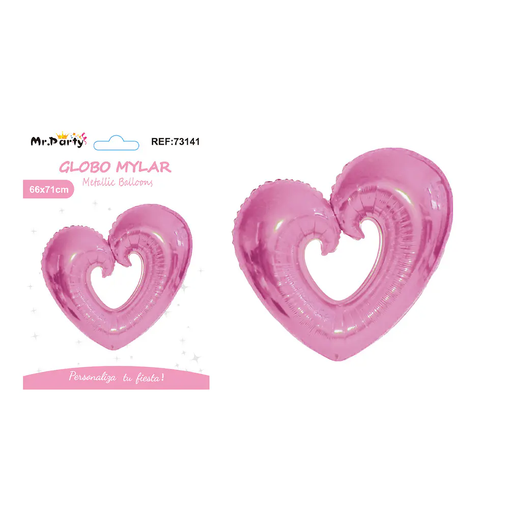 Globo metálico corazón mediano rosa 71*66cm