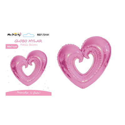 Globo metálico corazón mediano rosa 71*66cm