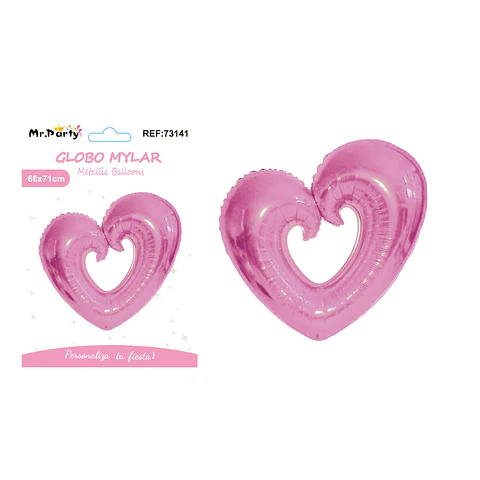 Globo metálico corazón mediano rosa 71*66cm