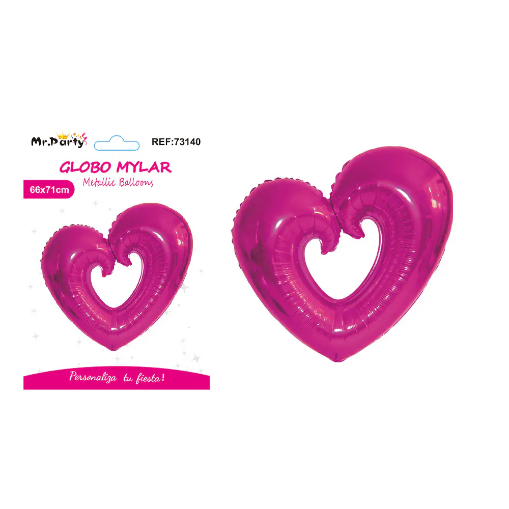 Globo metálico corazón mediano fucsia 71*66cm