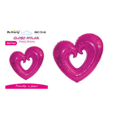Globo metálico corazón mediano fucsia 71*66cm