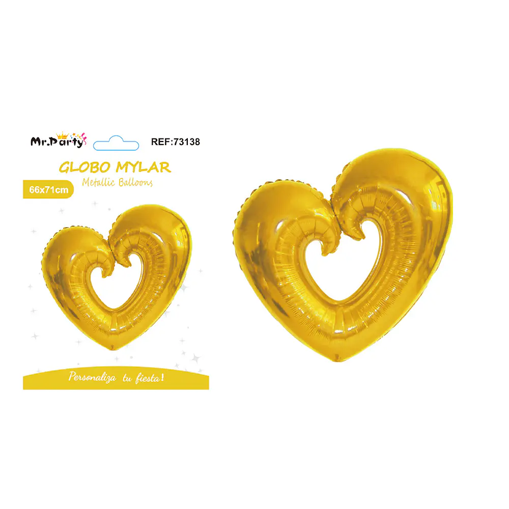 Globo metálico corazón mediano dorado 71*66cm