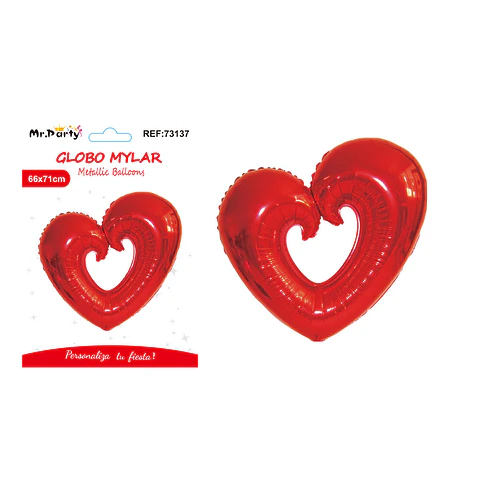 Globo metálico corazón mediano rojo 71*66cm