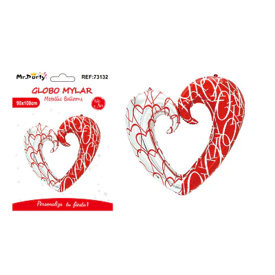 Globo metálico corazón estampado multicolor 98*108cm