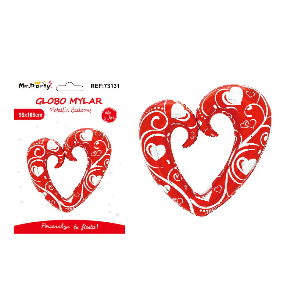 Globo metálico corazón rojo estampado 98*108cm