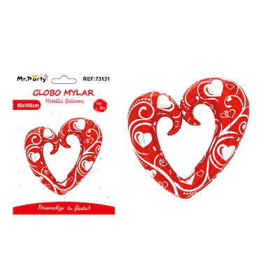 Globo metálico corazón rojo estampado 98*108cm