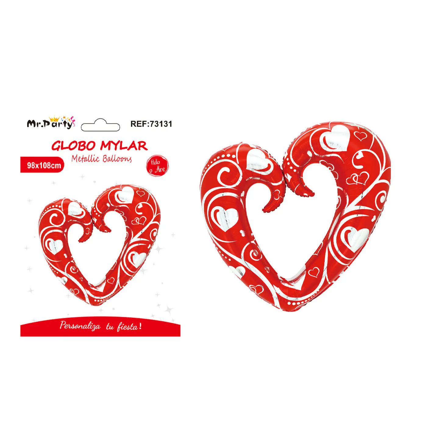 Globo metálico corazón rojo estampado 98*108cm 1