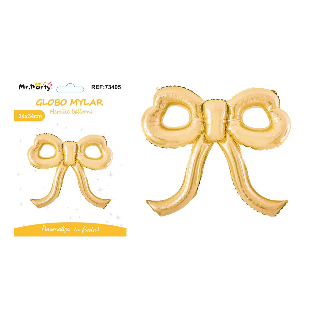 Globo metálico lazo mini hueco amarillo dorado 34*34cm