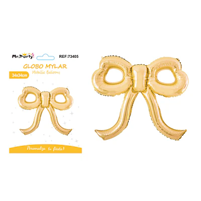 Globo metálico lazo mini hueco amarillo dorado 34*34cm