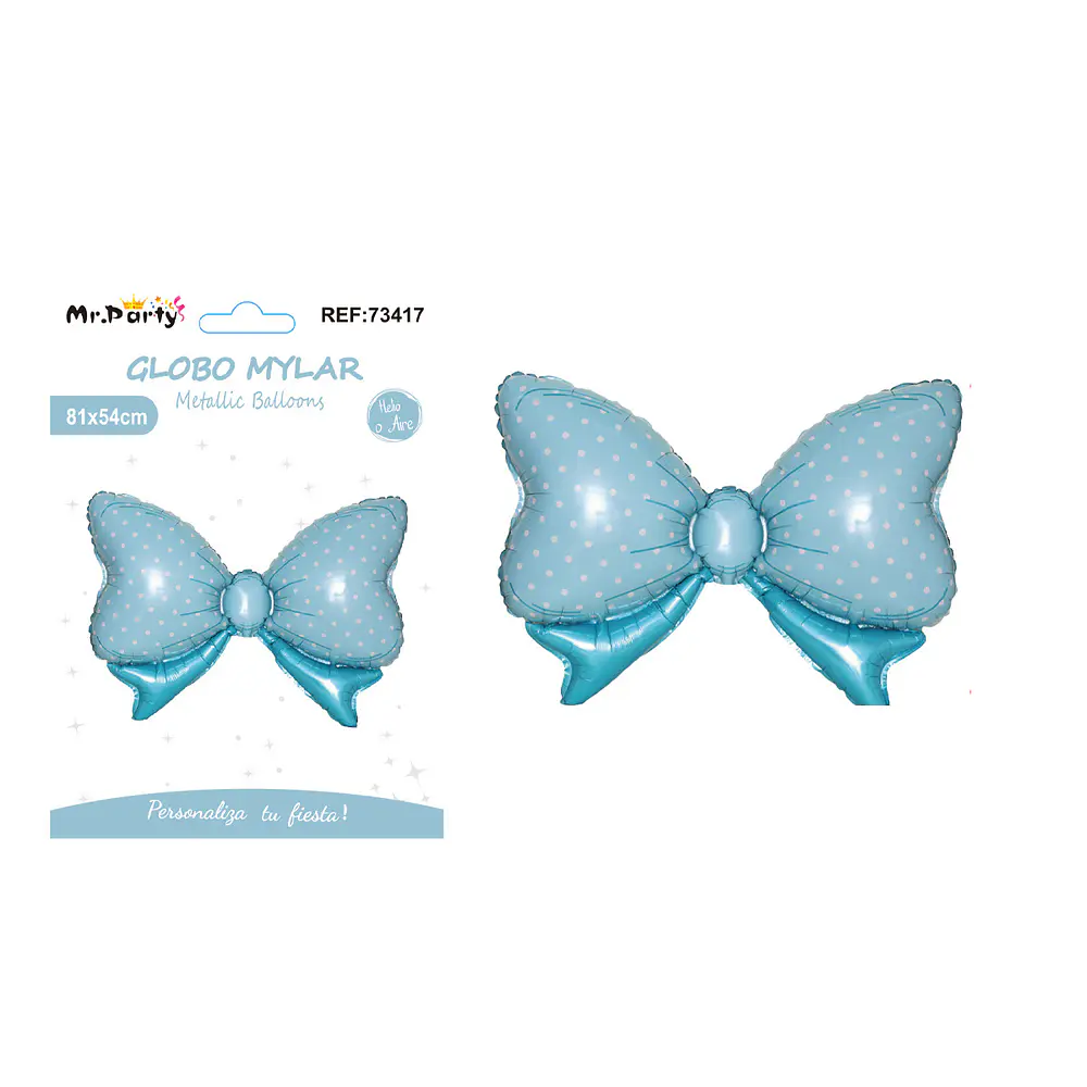 Globo metálico lazo azul con lunares 81*54cm