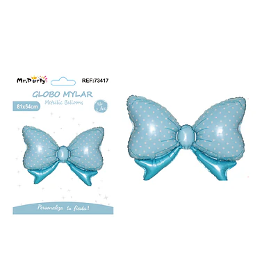 Globo metálico lazo azul con lunares 81*54cm