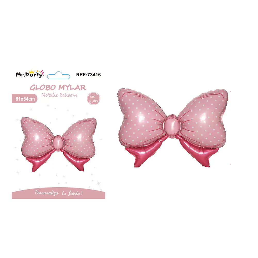 Globo metálico lazo rosa con lunares 81*54cm