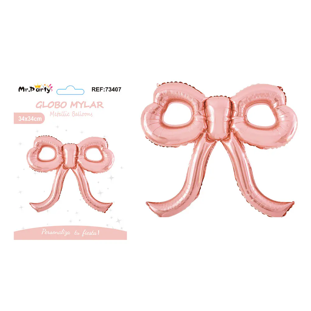 Globo metálico lazo mini hueco rosa 34*34cm