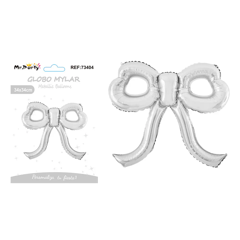 Globo metálico lazo mini hueco plateado 34*34cm