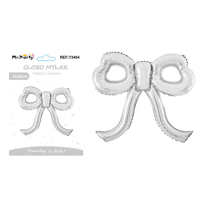 Globo metálico lazo mini hueco plateado 34*34cm