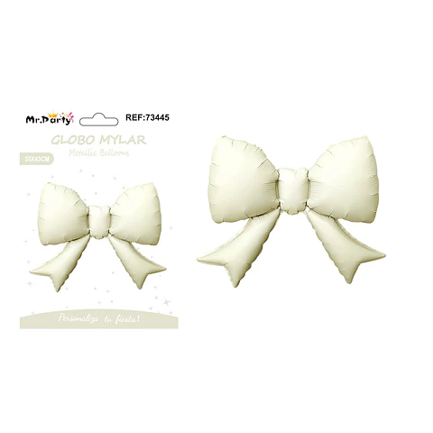 Globo metálico lazo blanco crema 55*43cm