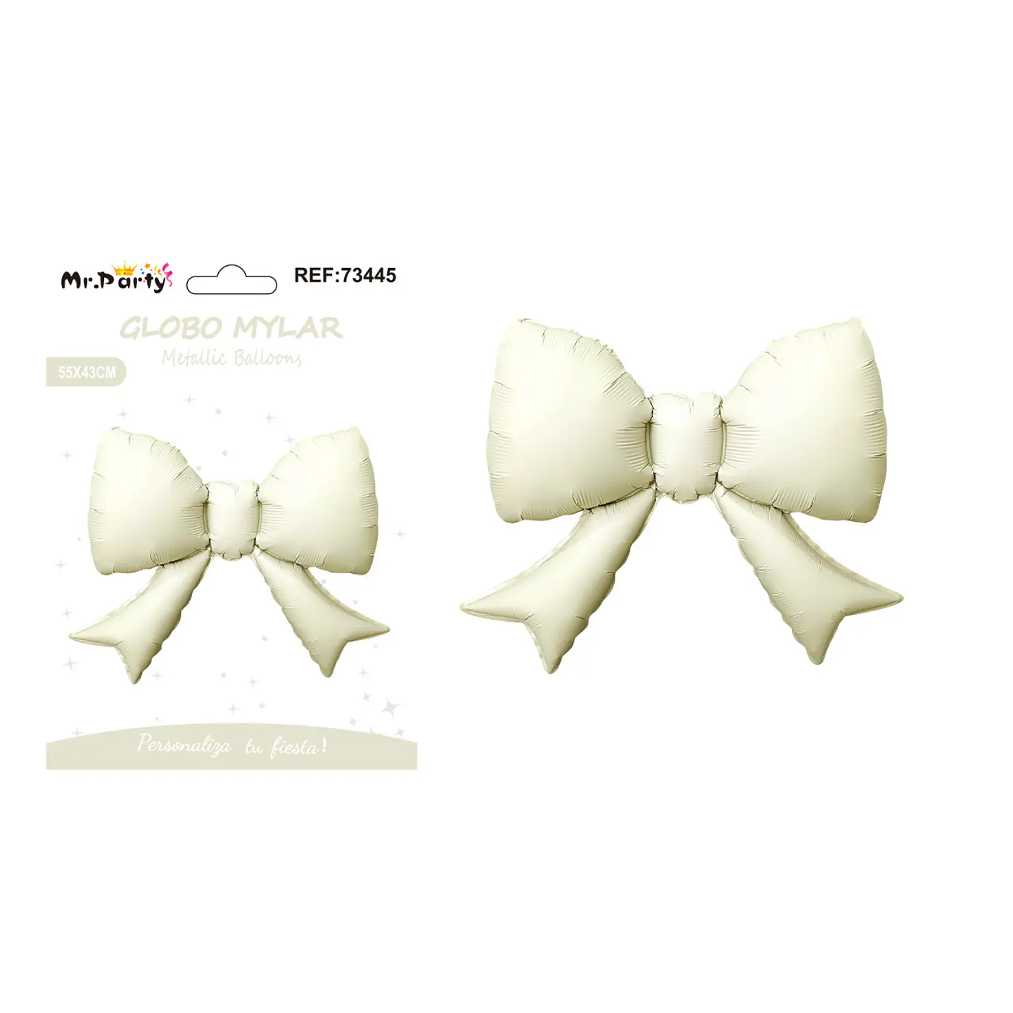 Globo metálico lazo blanco crema 55*43cm 1