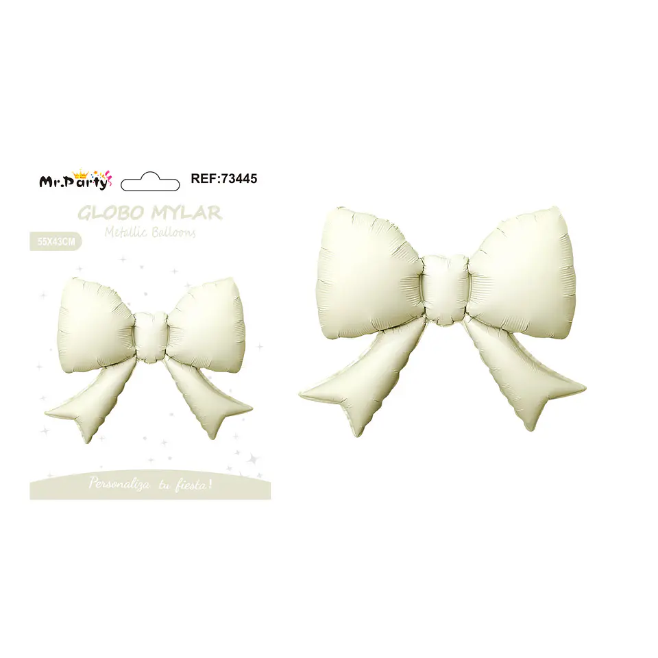 Globo metálico lazo blanco crema 55*43cm 1