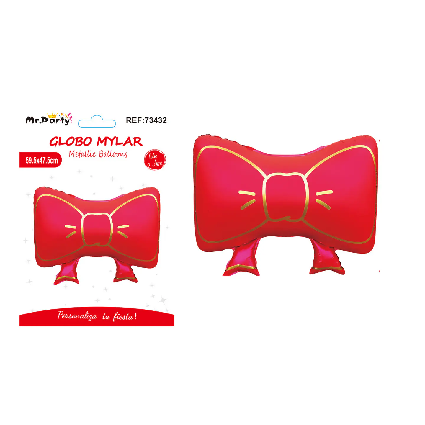 Globo metálico lazo borde dorado rojo 59.5*47.5cm 1