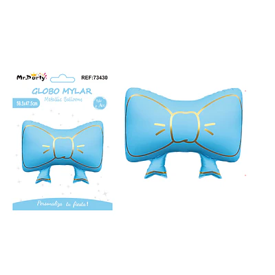 Globo metálico lazo borde dorado azul 59.5*47.5cm