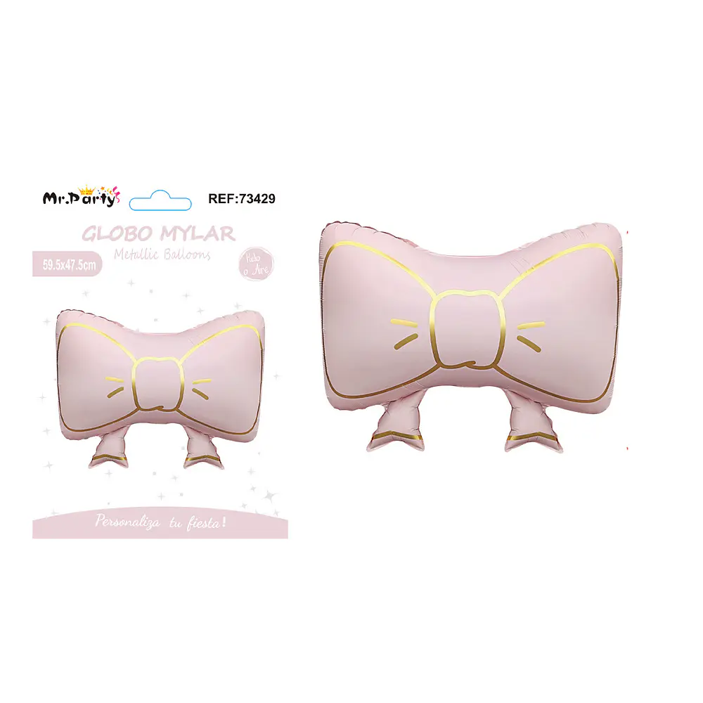 Globo metálico lazo borde dorado rosa 59.5*47.5cm