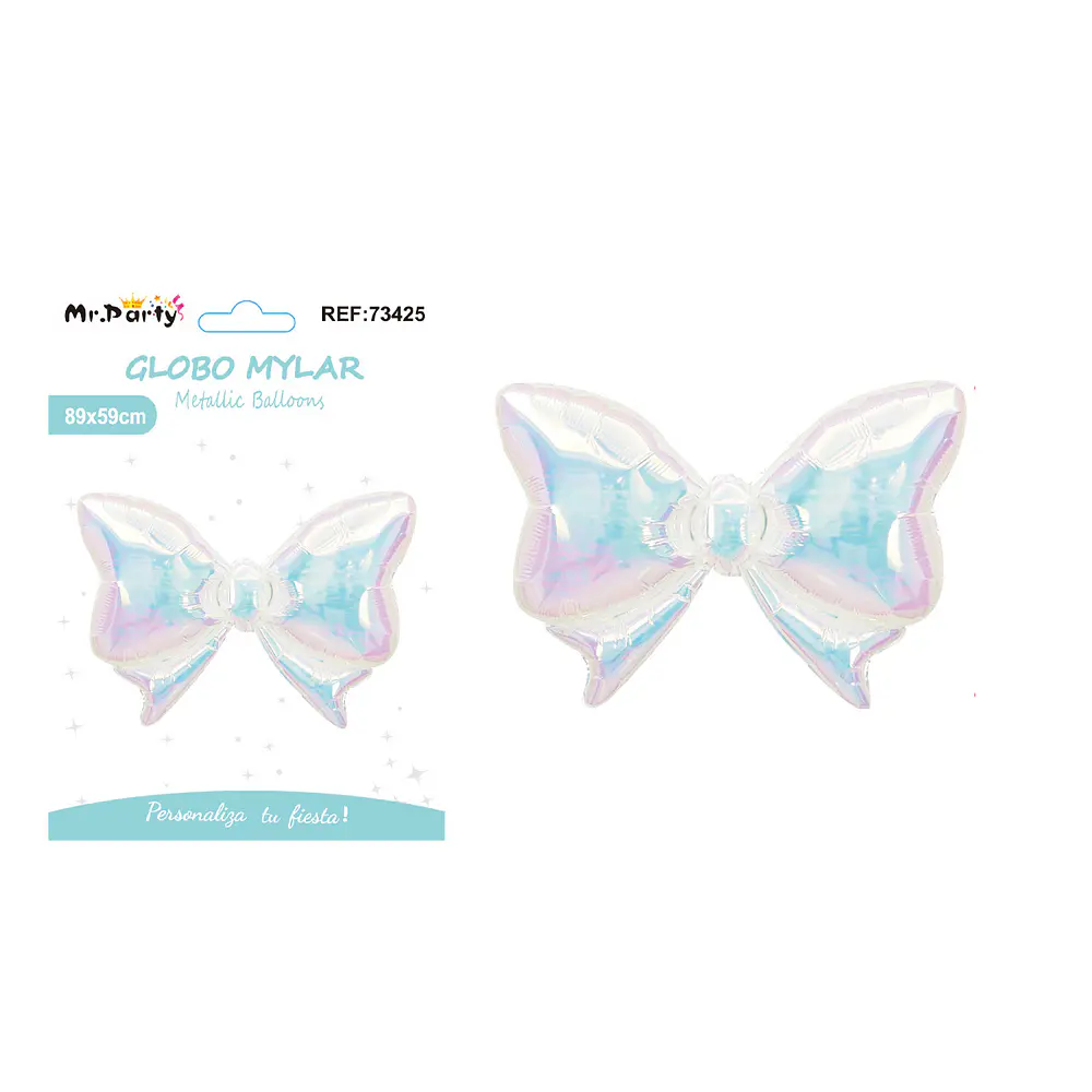 Globo metálico lazo tornasol grande plateado 89*59cm