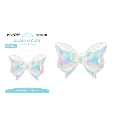 Globo metálico lazo tornasol grande plateado 89*59cm