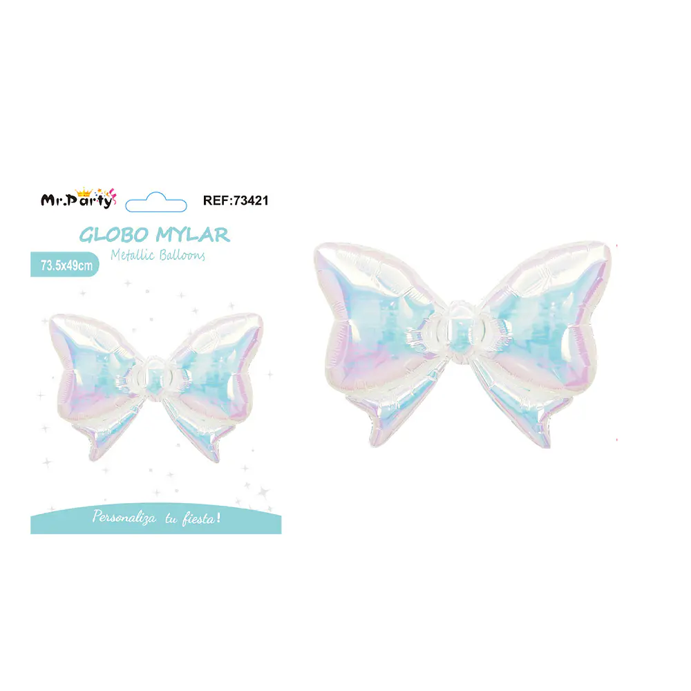 Globo metálico lazo tornasol mediano plateado 73.5*49cm