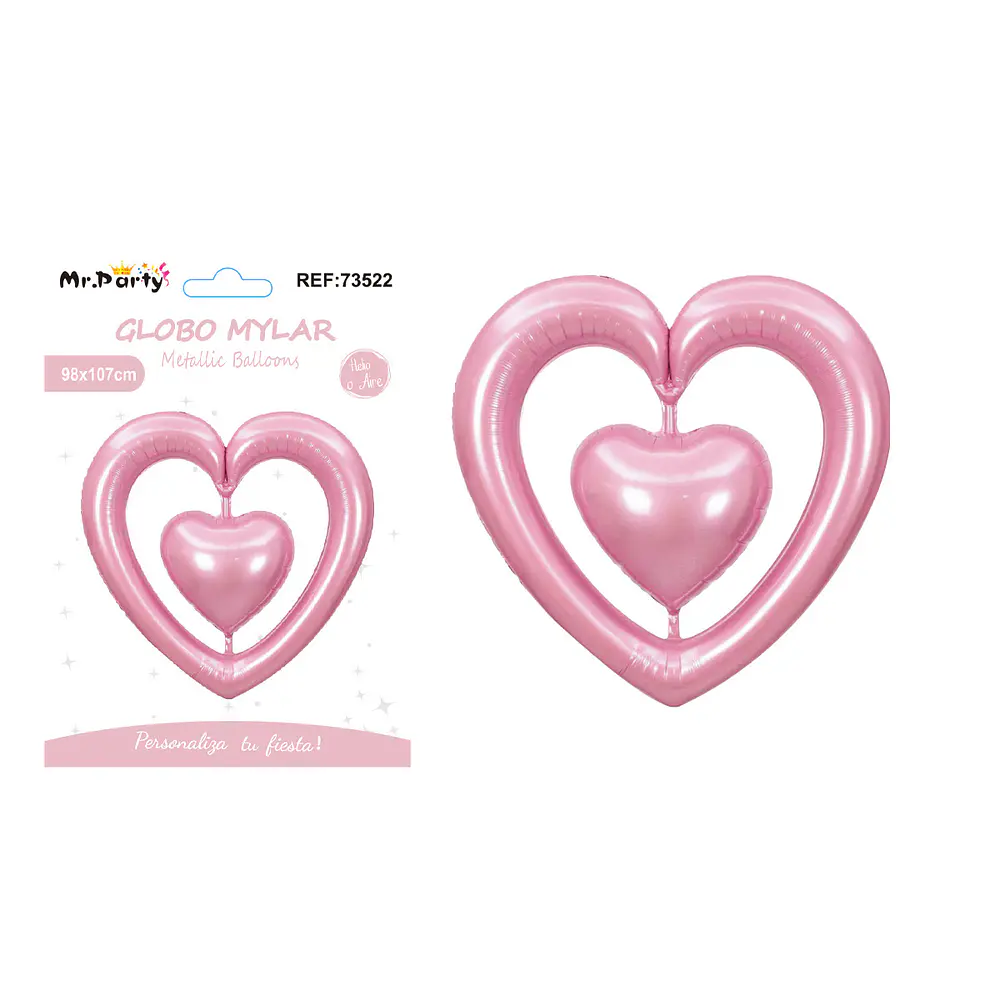 Globo metálico corazón conectado rosa 98*107cm