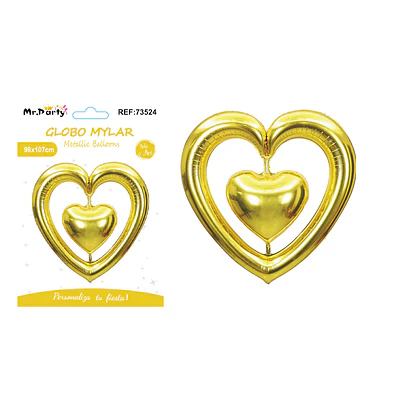 Globo metálico corazón conectado dorado 98*107cm