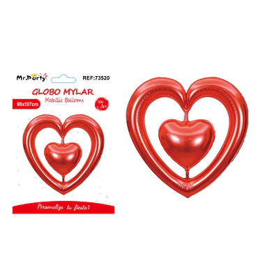 Globo metálico corazón conectado rojo 98*107cm