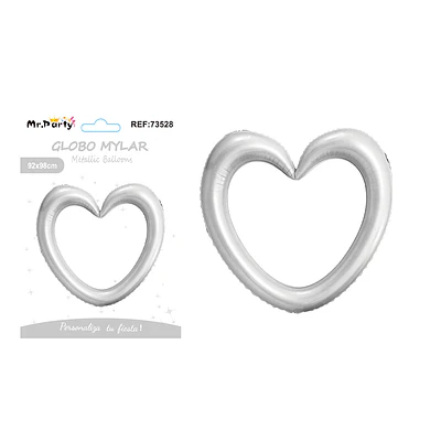 Globo metálico corazón plateado 98*98cm