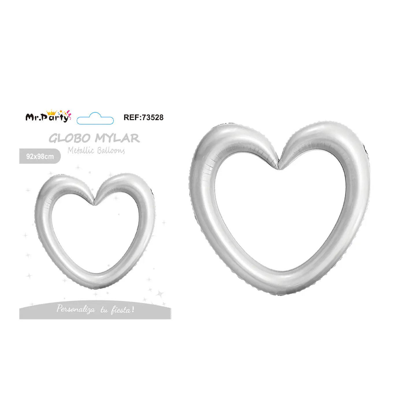 Globo metálico corazón plateado 98*98cm 1