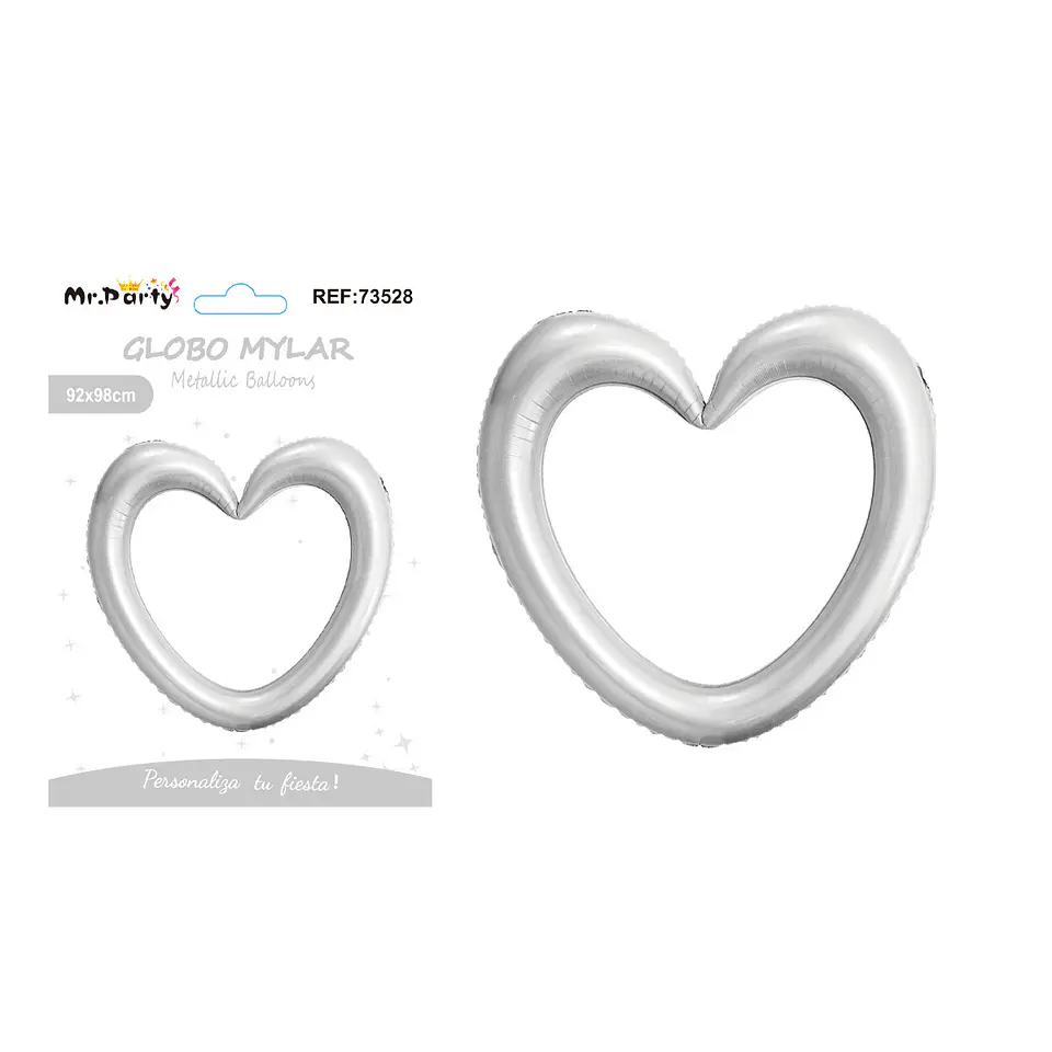 Globo metálico corazón plateado 98*98cm 1