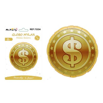Globo metálico redondo dólares 45cm