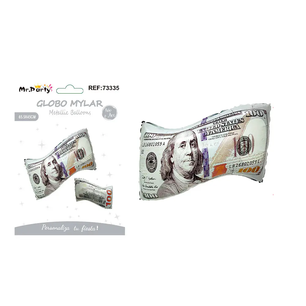 Globo metálico billete 100 dólares 45*65cm