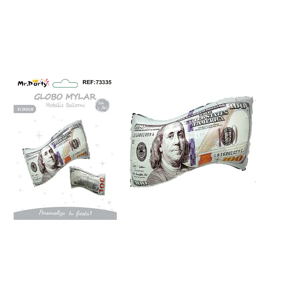 Globo metálico billete 100 dólares 45*65cm 1