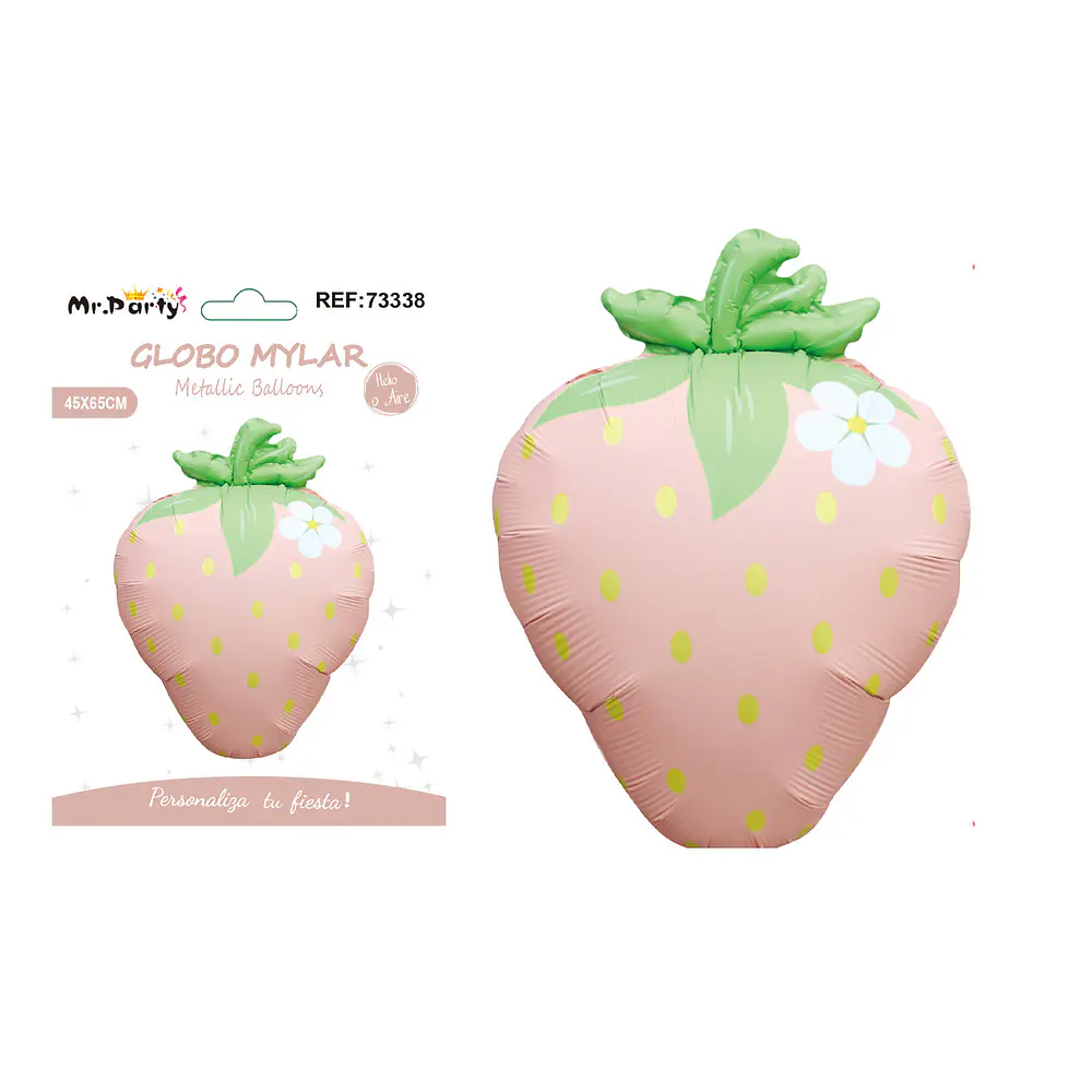 Globo metálico frutilla estilo INS rosado 45*65cm