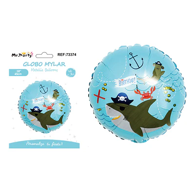 Globo metálico pirata tiburón 45cm