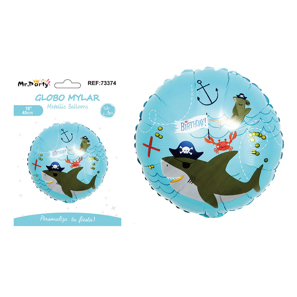 Globo metálico pirata tiburón 45cm 1