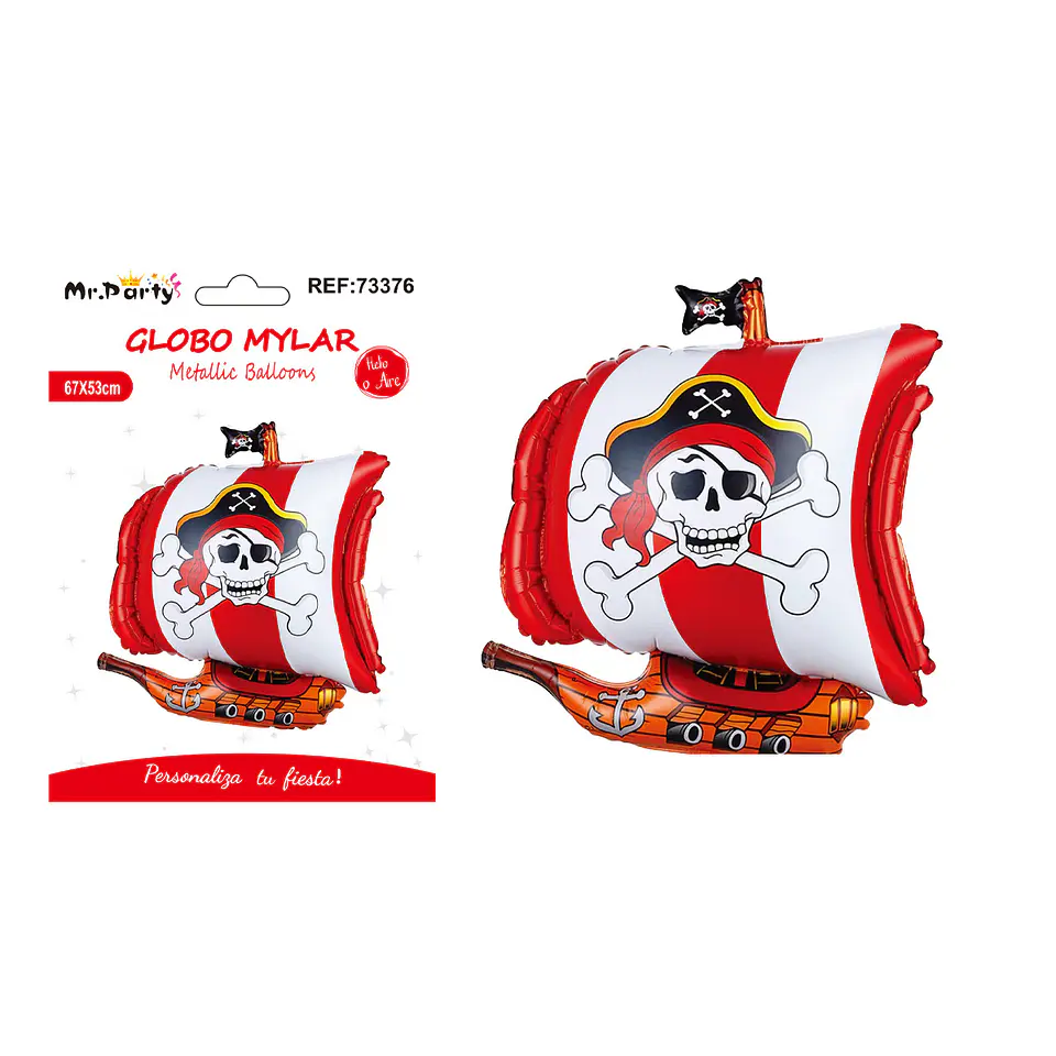 Globo metálico barco pirata rojo 67*53cm 1
