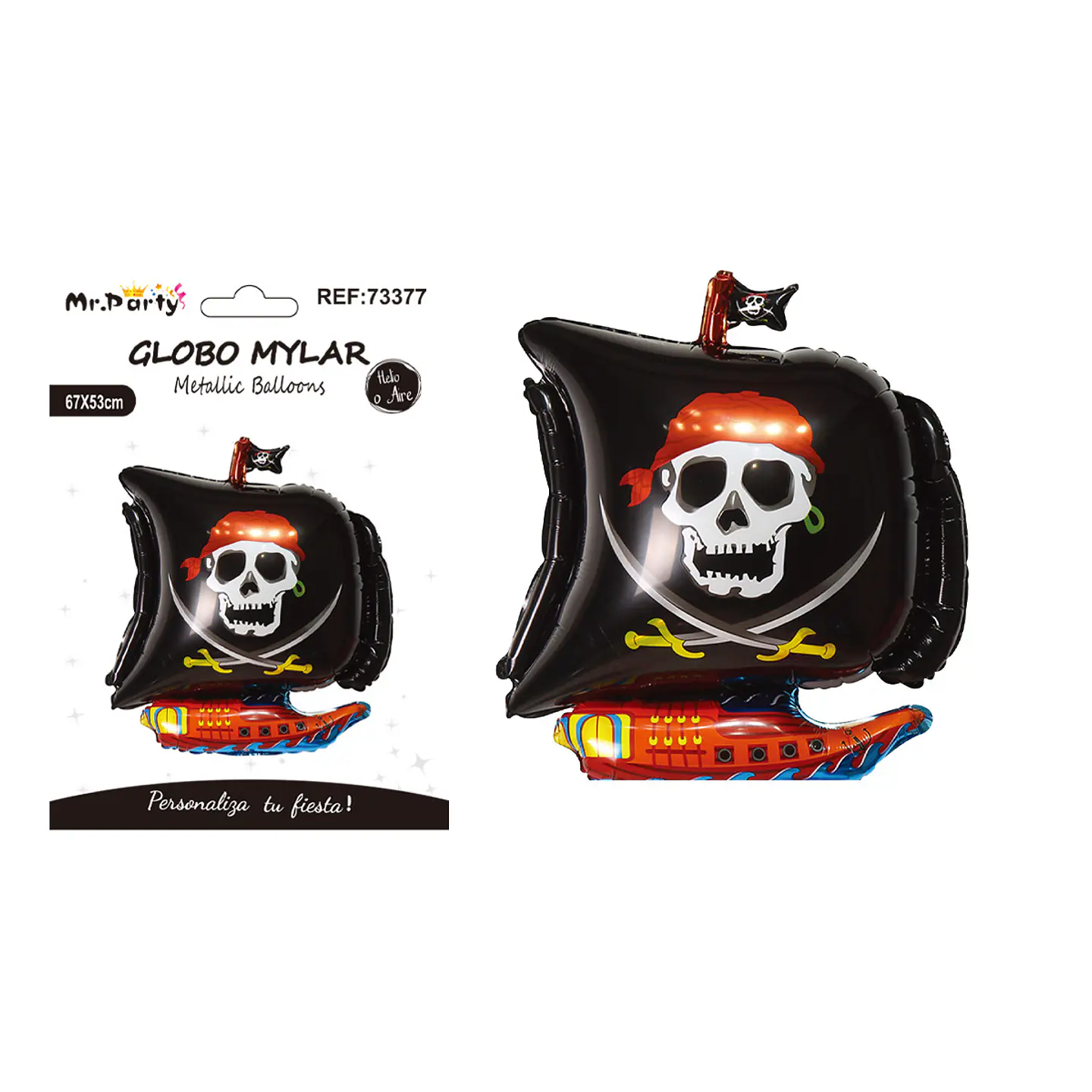 Globo metálico barco pirata negro 67*53cm 1